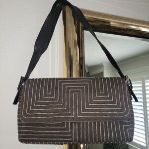 Bally Canvas Leather Quilted Semi-Shoulder Bag - 11.5 x 7" x 2.5"